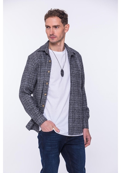 Oversize Oduncu Yumuşak Dokulu %100 Cotton Hediye Kutulu Erkek Gömlek Fs-002168 - Antrasit-1747