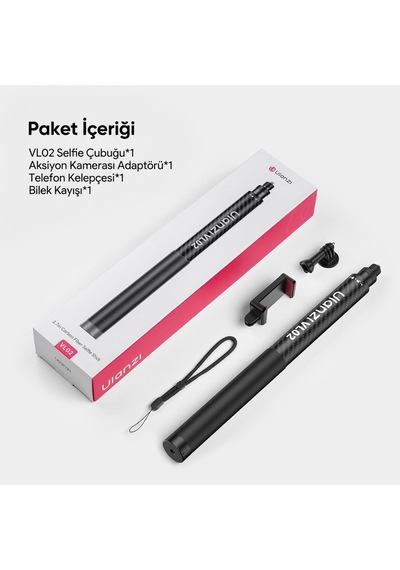 Ulanzi Vl02 2.7 Metre Karbon Fiber Uzatılabilir Selfie Çubuğu 800g Taşıma Kapasiteli - T096