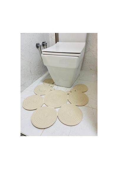 Jüt, Hasır, Paspas, Banyo Paspası, Klozet Önü Paspası, Klozet Paspas, Çift Taraflı Krem Krem