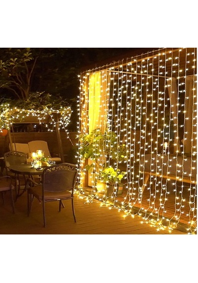 2x2 Metre Perde Led Sarı Işık Renkli