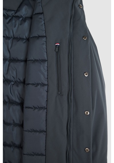 U.S. Polo Assn. Erkek Gri Kapüşonlu Yaka Regular Fit Fermuarlı Çıtçıtlı Cepli Düz Tasarım Uzun Mont 50328204-vr076 Sıs