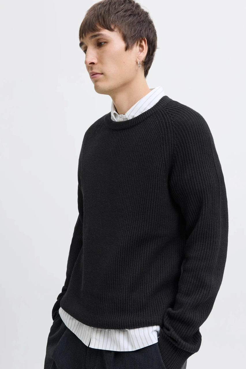 Jack & Jones Erkek Kazak 12278916 Siyah Siyah