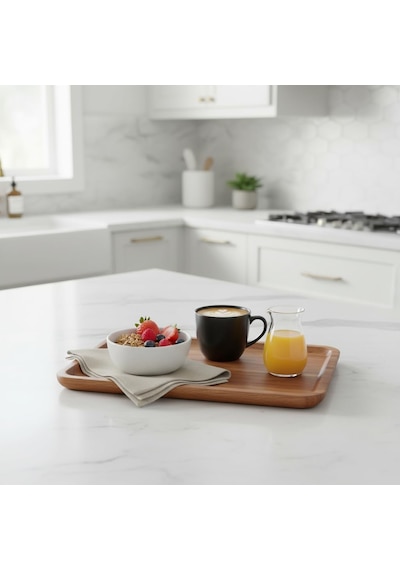 Akasya Ahşap Servis Tepsisi Ve Sunumluk 30x20 Cm Doğal Akasya Ağacı Kahvaltı, Peynir, Şarküteri Ve İkram Tab Genel