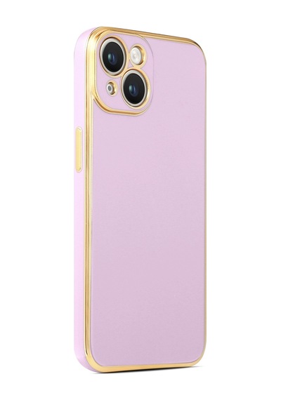 Apple Uyumlu iPhone 14 Plus Kılıf Zore Kenarı Gold Renk Silikon Bark Kapak
