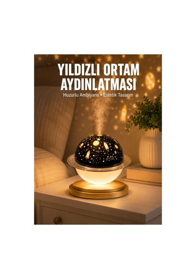 Hava Nemlendirici Led Işıklı Gece Lambası Yıldız Görünümlü Renk Değiştir - Stepco2646-4 Renkli
