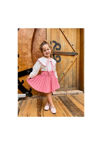 Genel Markalar Luniva Butik Kız Çocuk Ekru Yakalı Bluz Ve Pudra Pembe & Kırmızı Pileli Etek Takımı Şık 2'li Kombin Pembe Genel Markalar Luniva Butik Kız Çocuk Ekru Yakalı Bluz Ve Pudra Pembe & Kırmızı Pileli Etek Takımı Şık 2'li Kombin Pembe
