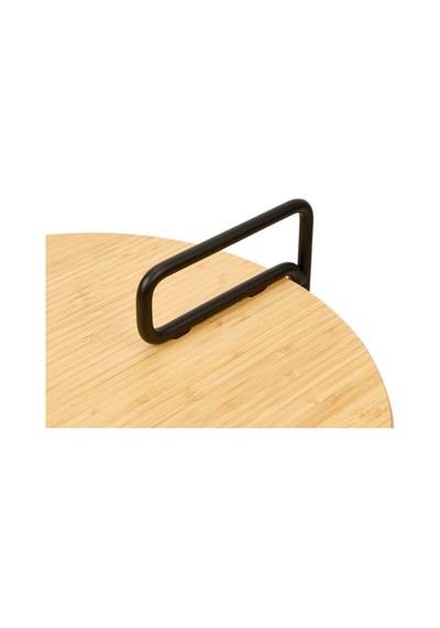 Yuvarlak Bambu Tablalı Metal Ayaklı C Sehpa Natural Siyah 41x41x57 Cm Atlantik Çam
