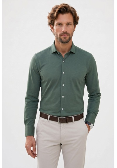 Tudors Erkek Regular Fit Klasik Kesim Pamuklu Kolay Ütü Armürlü Mint Gömlek-52149 Yeşil