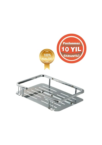 Çelik Banyo Paslanmaz Pirinç Lidya Tekli 15x22 Cm Şampuanlık Süngerlik Köşelik 10 Yıl Garantili Krom