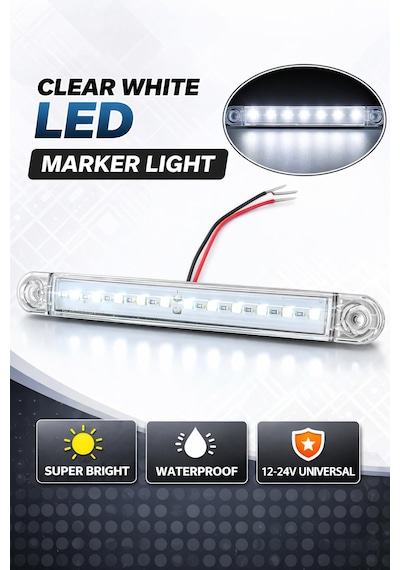 Parmak Lamba 12 Led Seffaf Cam Uzun Tıp 16.5cm- Emr.54 Beyaz