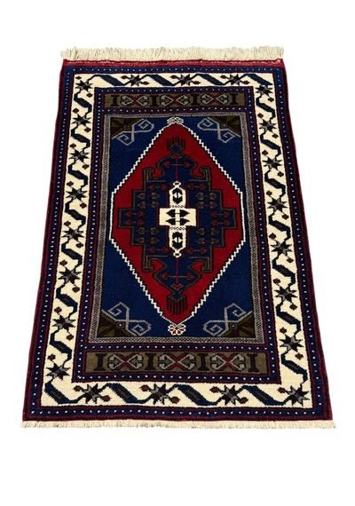 El Dokuma Sıfır Obruk Halısı 82x125 Lacivert Yün Kalın Halı