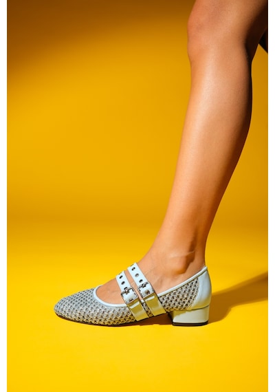 Luvishoes Luvi Shoes Lapıs Bebe Mavi Hasır Kadın Kısa Topuklu Ayakkabı Bebek Mavisi