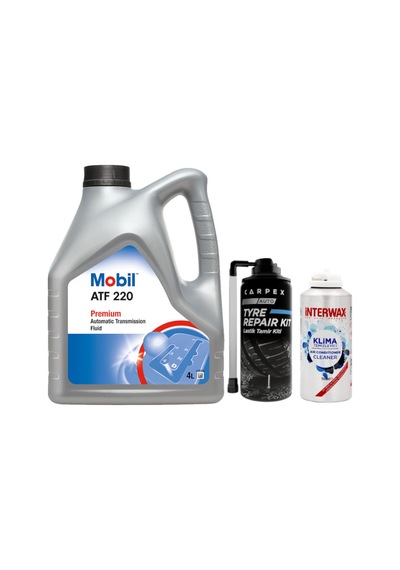 Mobil Atf 220 Otomatik Şanzıman Yağı 4 L + İnterwax Klima Temizleyici + Carpex Lastik Tamir Kiti