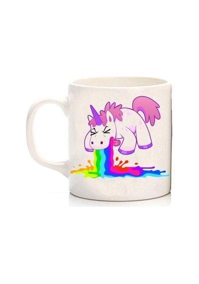 Unicorn Spew Iki Tarafı Baskılı Kupa Bardak Çok Renkli