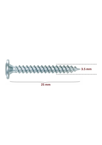 Arkalık Vidası 3,5x25mm Pullu Çinko Ahşap Mdf Arkalık Montaj Vidası 3,5x25mm 50 Adet 25 MM