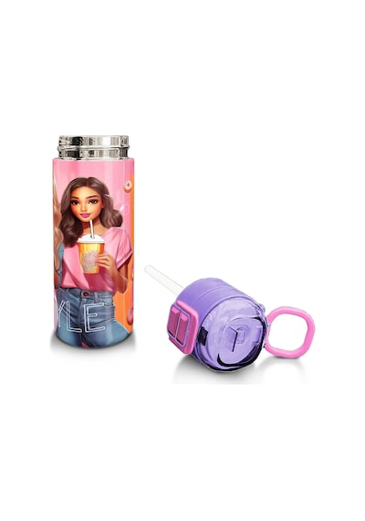 Coral High Kids Pembe Mercan Fashion Girl Desenli Pipetli Ve Direkt İçim Çelik Termos 500 Ml 31869 Metal