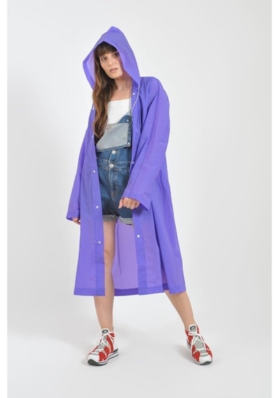 Unisex Eva Kumaş Su Rüzgar Geçirmez Yağmurluk Mor