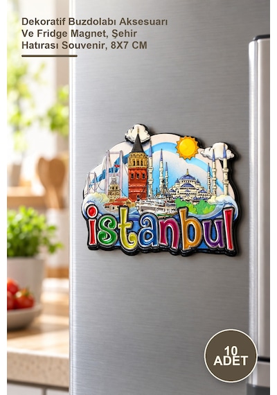 10 Adet İstanbul Temalı Silikon Magnet Dekoratif Buzdolabı Aksesuarı Ve Fridge Magnet, Şehir Hatırası Souvenir, 8x7 Cm 1