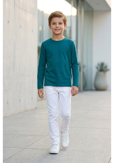 Kiagu Erkek Çocuk Uzun Kollu Basic Düz Tişört %100 Pamuk Bisiklet Yaka T-shirt 2-13 Yaş Yeşil Kiagu Erkek Çocuk Uzun Kollu Basic Düz Tişört %100 Pamuk Bisiklet Yaka T-shirt 2-13 Yaş Yeşil