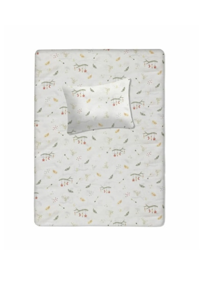 %100 Pamuklu Bebek Lastikli Çarşaf 60x120+20 Bebek Yastık Kılıfı 35x45 Kiremit-yeşil