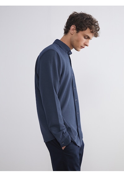 Lcw Vision Petrol Slim Fit Uzun Kollu Erkek Dokulu Gömlek