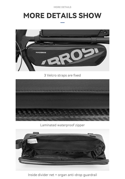 Rockbros 4.5l Super73 Uyumlu Elektrikli Bisiklet Kadro Çantası Geniş Hacimli Çift Taraflı Reflektörlü Sert Kabuk Siyah