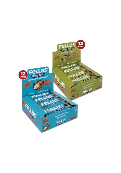 Fellas Meyve Bar 40 G Süper İkili Kutu 24 Adet - Antep Fıstıklı X 12 Adet + Hindistan Cevizli X 12 Adet Fellas Meyve Bar 40 G Süper İkili Kutu 24 Adet - Antep Fıstıklı X 12 Adet + Hindistan Cevizli X 12 Adet