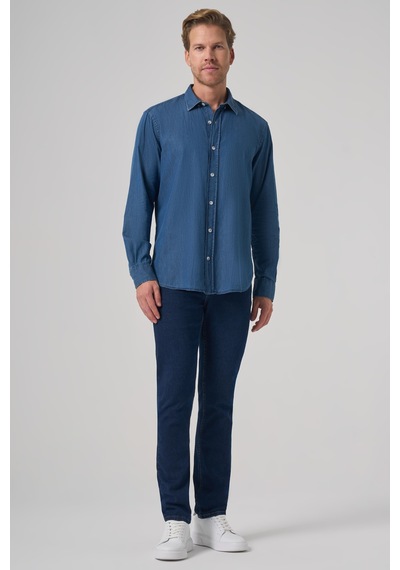 Morven Erkek İndigo Trend Dynamic Fit Denim Gömlek 26ms004001308 İndigo