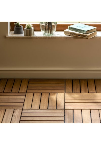 Pafu Sunsoe İroko Ağacı Balkon Bahçe Ahşap Yer Döşemesi Karo Deck 30x30 Cm 1 Adet 0,09m2
