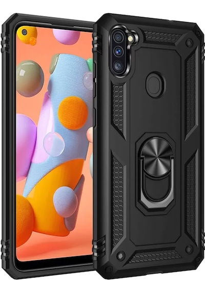 Newface Samsung Galaxy A11 Kılıf Sofya Yüzüklü Silikon Kapak - Siyah
