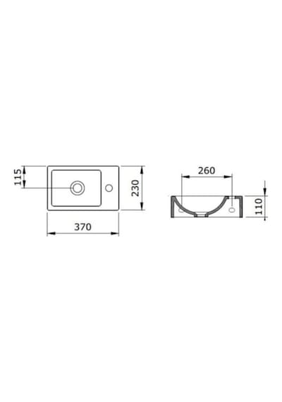 Bocchi Lavabo Milano Dar Sol 37 CM Parlak Beyaz 1418-001-0126