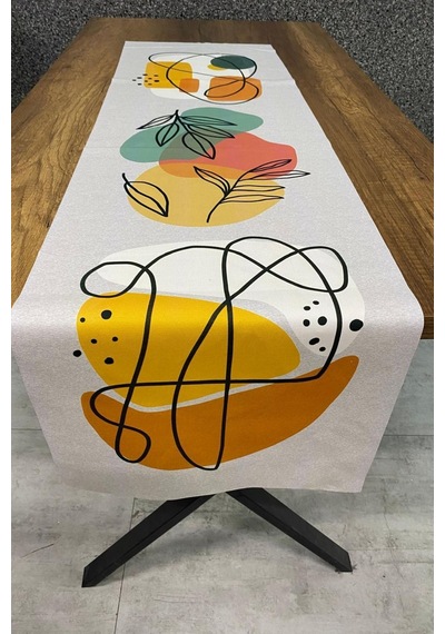 Yaprak Desenli Runner 40x140 Cm Renkli