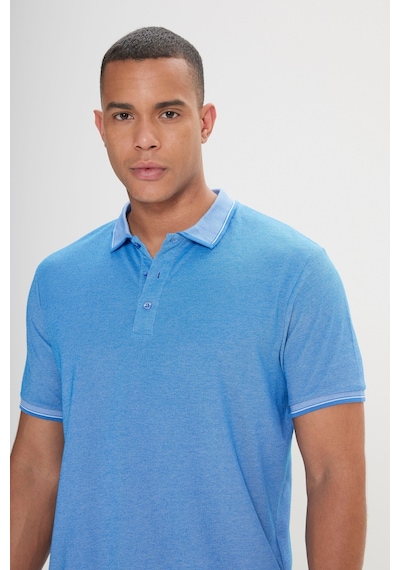 AC&Co / Altınyıldız Classics Erkek Acık Lacı-saks-lacıvert Slim Fit Dar Kesim 3 'lü Kıvrılmaz Polo Yaka Tişört Çok Renkli