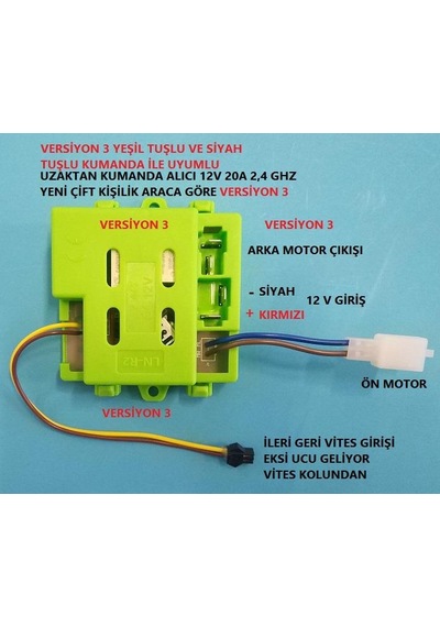 Pilsan Attack Akülü Araba Uzaktan Kumanda Alıcı 2 V 20A 2,4 Ghz Vers 3