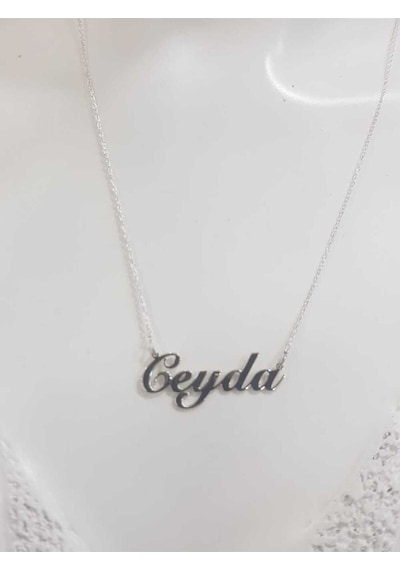 Ceyda Yazılı Isim Kolye Kişiye Özel Tasarım 925 Gümüş Sevgiliye Eşe Anneye Hediye Kolye