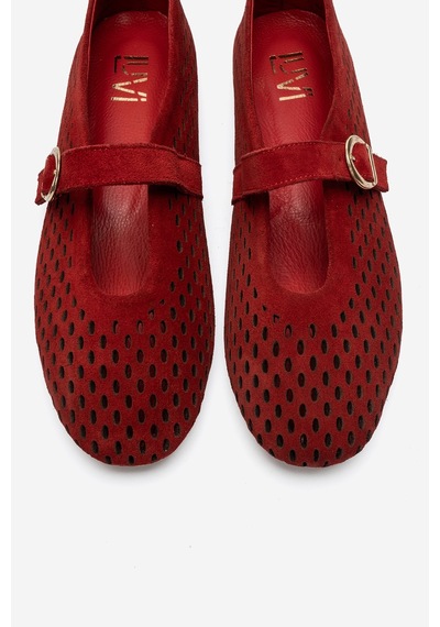 Luvi Shoes Arian Kırmızı Süet Hakiki Deri Delikli Kadın Babet Ayakkabı Luvi Shoes Arian Kırmızı Süet Hakiki Deri Delikli Kadın Babet Ayakkabı