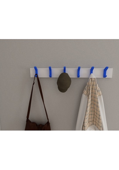 Hepsi3boyutlu Modern Duvar & Kapı Kanca Askılık - 6 Adet Mavi Kanca Askılık - Model No : 2 Mavi