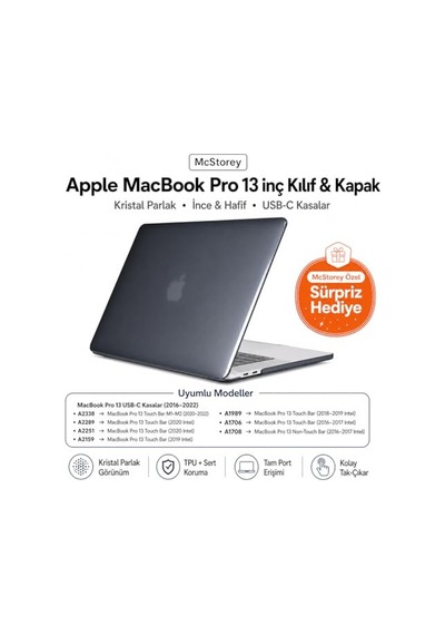Macbook Pro 13 Kılıf A1706 A1708 A1989 A2159 A2251 A2289 A2338 M1 M2 Uyumlu Kristal Parlak Sert Hard Case İnce Hafif Çok Renkli