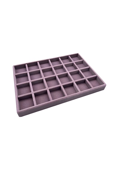 Yerli Üretim Süet Kumaş Lila Renk 34 Cm / 24 Cm 24 Bölmeli Çekmece Içi Takı Standı Çok Renkli