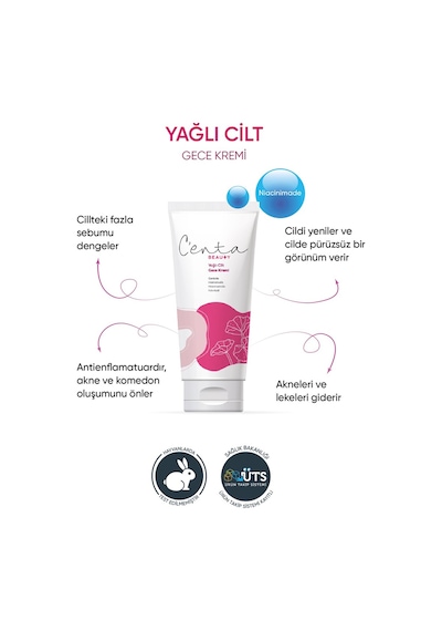 C'enta Beauty Yağlı Ciltler İçin Gece Bakım Kremi 50 ML + Gündüz Kremi 50 ML + Tonik 200 ML