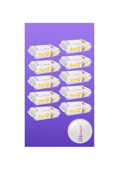 Sleepy Sensitive Islak Mendil Havlu 90'lı 10 Paket 900 Yaprak + İpek Makyaj Temizleme Pamuğu