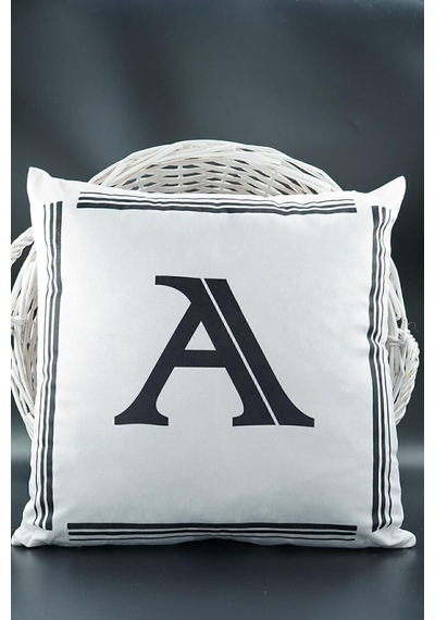 Ayrex Asdiva Harfli Kırlent Kılıfı Kadife 43x43 Cm Çift Taraflı A Harfi Kedi Desenli Evlilik Teklifi Doğum Günü Genel