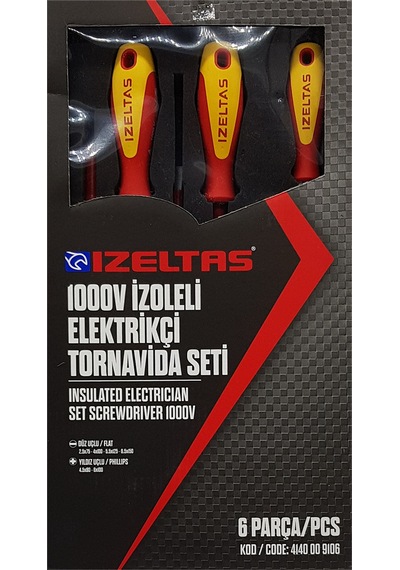 İzeltaş 1000V Elektrikçi Tornavida Seti 6 Parça Vde