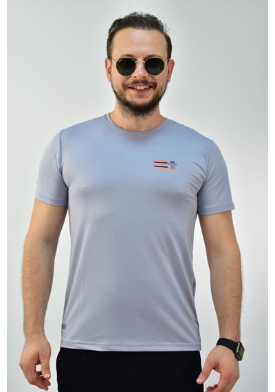 Escetic Erkek G2 Melanj Gri Slim Fit T-Shirt-3289 Açık Gri Melanj