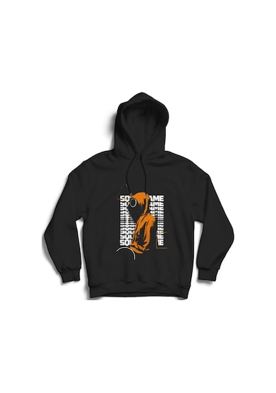 Squid Game Dizi Baskılı Unisex Kapüşonlu %100 Pamuk Sweatshirt Siyah