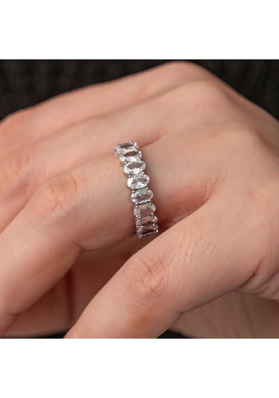 Stillove Gümüş Oval Taşlı Tamtur Kadın Yüzük T8727 Gümüş