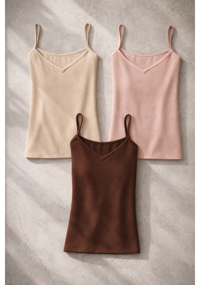 Demirsa Boutique Kadın Modal Atlet 3 Lü Set İp Askılı Slim Fit Basic Koyu Ten, Somon, Kahve Kahverengi Demirsa Boutique Kadın Modal Atlet 3 Lü Set İp Askılı Slim Fit Basic Koyu Ten, Somon, Kahve Kahverengi