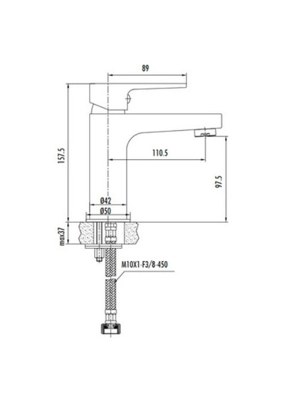 Creavit SR1500S Sharp Lavabo Armatürü Mat Siyah