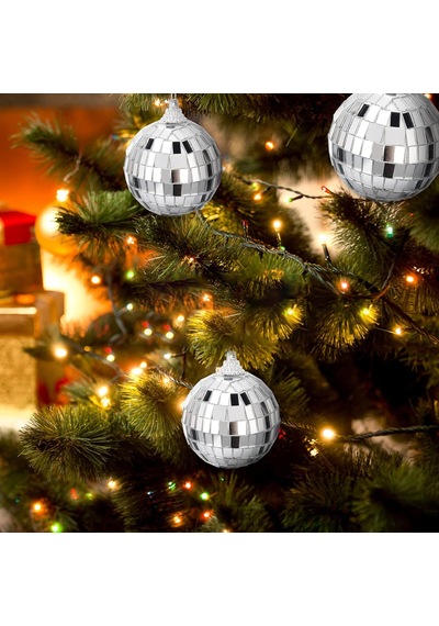 Disco Topu Aynalı Gümüş 5 Cm 6 Lı