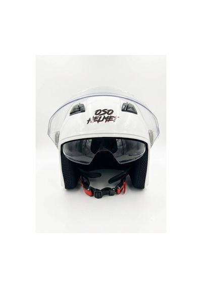Oso Helmet Yarım Kask Gözlüklü Beyaz - L Beden Beyaz